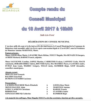 Compte rendu du 18.04.2017